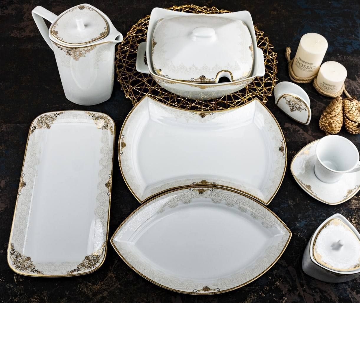 چینی پردیس طرح جنسیس طلایی 105 پارچه